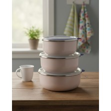 Feyza Design Renkli Emaye Saklama Kabı, Hava Sızdırmaz Yoğurt Kabı, Pratik Kullanım