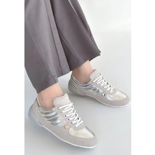 Trivogue Jawen Gri Nubuk Gümüş Detaylı Spor Ayakkabı