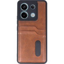 Indispensablely Redmi Note 13 4g Kılıf Sara Kartvizitli Deri Kılıf - Taba
