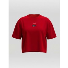 Broco Kadın Oversize Yumuşak Kumaş Wild Forever Crop T-Shirt