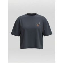 Broco Kadın Oversize Yumuşak Kumaş Uçan Turna Crop T-Shirt