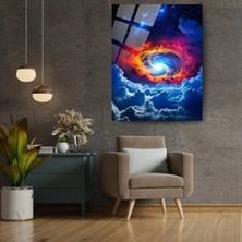 Glitglass Renkli Galaksi ve Bulutlar Temperli Cam