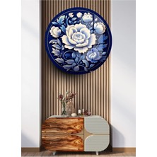 Glitglass Yuvarlak Cam Tabloya “doğanın Işıltısı: Modern Çiçek Vurgusu