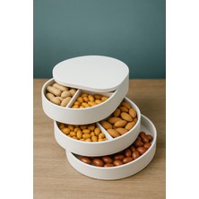 Feyza Design 3 Katlı Döner Bölmeli Modern Çerezlik, Şık ve Kullanışlı Tasarım