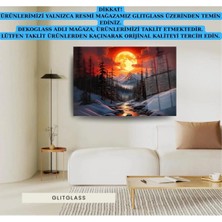 Glitglass Dolunay ve Dağ Manzarası Cam Tablo Şıklığı