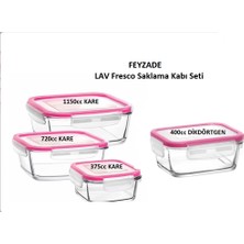 Feyza Design Şeffaf Kilitli Saklama Kabı Seti, 4'lü, Renkli Kapaklı, Dayanıklı ve Pratik