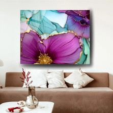 Glitglass Mor ve Altın Cam Tablo Lüks Dekoratif Sanat Eseri