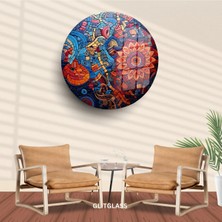 Glitglass Cam Tablo: Renkli Mozaik Desenli Yuvarlak Dekoratif Sanat