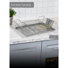 Feyza Design Pratik Tek Katlı Bulaşıklık Tezgah Üstü Tabaklık Gri