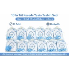 10’lu Tül Kesede Yasin Tesbih Seti Mavi – Bebek Mevlidi Doğum Hediyesi
