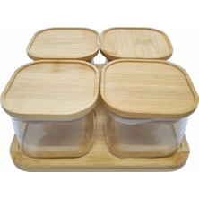 Feyza Design Şeffaf Cam Kahvaltılık Seti, 4'lü, Pratik ve Şık Tasarım