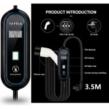 Gümrük Bey Taysla Elektrikli Araç Taşınabilir Şarj Cihazı 3.5 Kw Type 2 – Hızlı ve Güvenli Ev Şarj Kablosu