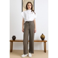 Olcay Beli Lastikli Geniş Paça Modal Pantolon HAKİ 7588