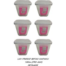 Feyza Design Fresco Cam Saklama Kabı Seti 6'lı, Beyaz Kapaklı, 700CC, Şık ve Dayanıklı