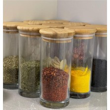 Feyza Design Bambu Baharatlık Seti, Vakum Kapaklı, 9 Parça, Şık ve Pratik Kullanım