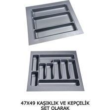Feyza Design 2'li Gri Çekmece Içi Kaşıklık ve Kepçelik Seti, 47X49 Cm, Kesilebilir