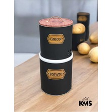 Feyza Design 2'li Metal Patates ve Soğan Saklama Kabı, Desenli, Şık ve Dayanıklı