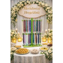 50 Ad. Krşk Renk Hediyelik Tesbih – Özel Masa Üstü Standlı | Hac Umre Mevlüt Sünnet Nişan Hediyeliği