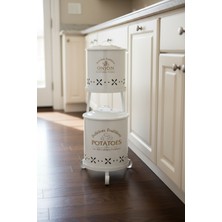 Feyza Design Iki Katlı Ferforje Metal Patates ve Soğan Kovası, Şık ve Dayanıklı Tasarım