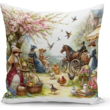 Bertille Home Ilkbahar Serisi Çift Tarafı Dijital Baskılı Kırlent Kılıfı (Spring Easter Paskalya)