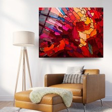 Glitglass Vitray Sanat Paneli Cam Tablo - Soyut Kırmızı ve Turuncu
