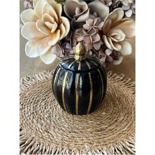Feyza Design Şık Siyah ve Gold Pumpkin Vakumlu Kavanoz, Saklama ve Dekorasyon Için
