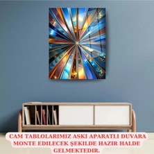 Glitglass Göz Alıcı Soyut Renkli Işınlar Sanat Desenli Temperli Cam Duvar Tablosu