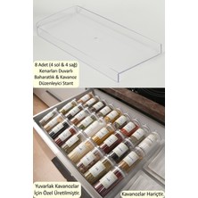 Feyza Design 8'li Baharatlık Çekmece Içi Düzenleyici Stand, Stoplu, Pratik Kullanım