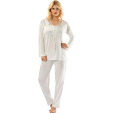 Liyuza Ekru Penye Pijama Takımı - 1556