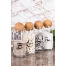 Feyza Design 4’lü Cam Kavanoz Seti, Dekoratif Top Kapaklı, Saklama ve Hediye Seçeneği