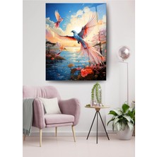 Glitglass Huzurun Sembolü - Kuş ve Doğa Cam Tablo