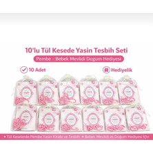 10’lu Tül Kesede Yasin Tesbih Seti Pembe – Bebek Mevlidi Doğum Hediyesi