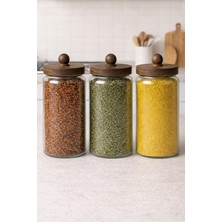 Feyza Design Akasya Conta Kapaklı 3'lü Borosilikat Kavanoz Set 750ML