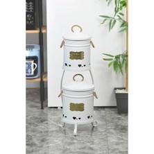Feyza Design 2 Katlı Metal Sebzelik Beyaz, Pratik ve Şık Mutfak Düzeni