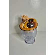 Feyza Design Şeffaf Akrilik ve Seramik Kapaklı Ahşap Saklama Kavanozu