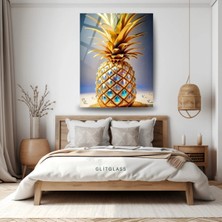 Glitglass Lüks Altın Ananas Cam Tablo - 4mm Temperli Cam