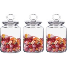 Feyza Design Şeffaf Cam Kavanoz Seti 1,5 Litre, 3'lü, Modern ve Şık Tasarım