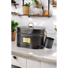 Feyza Design Oval Metal Patates ve Soğan Kovası, 2 Bölmeli, Sarımsak Hazneli Mutfak Düzenleyici