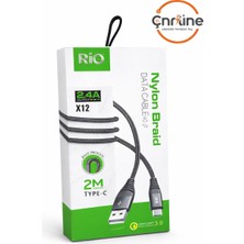 Çnrline Rio X12 2 Metre USB Kablosu – Hızlı Şarj ve Data Aktarımı, Dayanıklı Tasarım