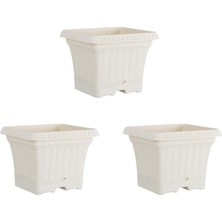 Ova Balkon Saksı Tabaklı 3 Adet, Pastel Beyaz 2.2 Litreova Balkon Saksı Tabaklı