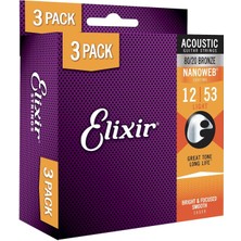 Elixir Akustik Bronz Nano Tel 012/053 (3'lü Paket)