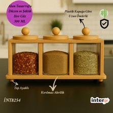 Feyza Design 3 Gözlü Bambu Baharatlık Çok Amaçlı Mutfak Organizeri 32X17 cm