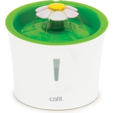 2.0 Flower Fountain Çiçek Çeşmeli, Filtreli Dekoratif Kedi Su Kabı, Beyaz/yeşil Renk