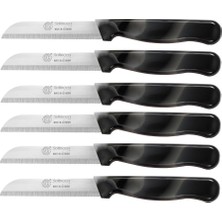 Ggs 6 Lı Meyve Sebze Bıçağı Dişli Tırtıklı (Mermer Desenli Model, Siyah)