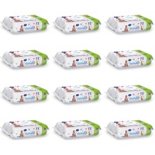 Paddlers Islak Mendil 72 Yaprak x 12 Li KOLI (864 Yaprak) Cilt Dostu Hassas Temizlik