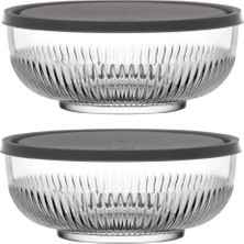 Feyza Design Geniş Kapasiteli Gri Saklama Kabı Seti, 2'li, 2600CC, Pratik ve Şık Tasarım