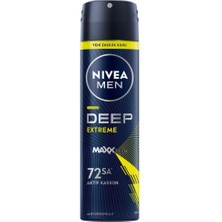 Men Erkek Sprey Deodorant Deep Extreme 150ML, 72 Saat Anti-Perspirant Ter Koruması, Enerjik Koku