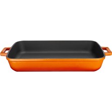 Döküm Dikdörtgen Tepsi, 26X40 Cm, Turuncu