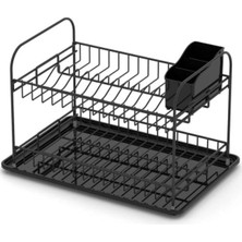 Feyza Design Iki Katlı Siyah Bulaşıklık Tabaklık, Şık ve Kullanışlı Mutfak Gereci