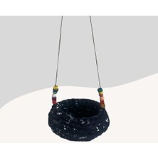 Muhabbet Kuşları Için Hamak Salıncak Lacivert Desenli 7cm